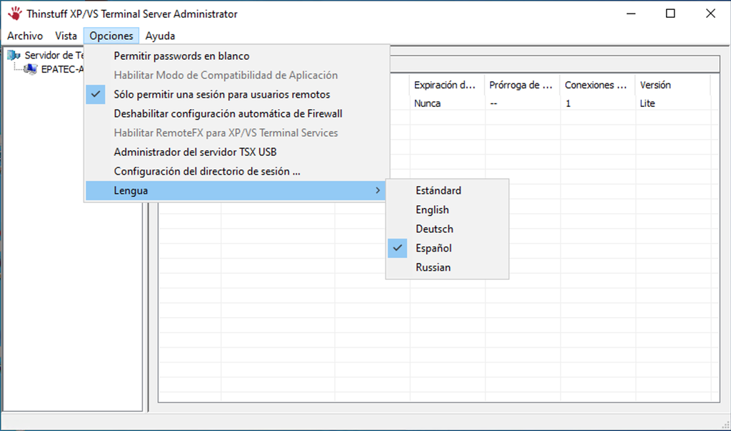 Thinstuff XP/VS Terminal Server